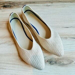Frank Mully Pointed Toe Knit Flats in Cream size 7
